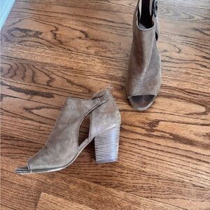 Luck Brand open toe Brown Suede Ankle Boots